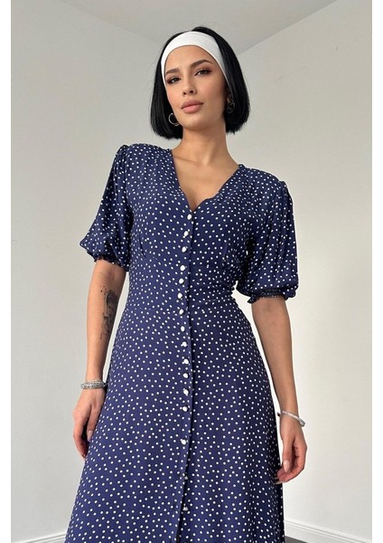 Mottisfashion Lacivert Arka ve Bel Ucu Gipeli Elbise fiyatları