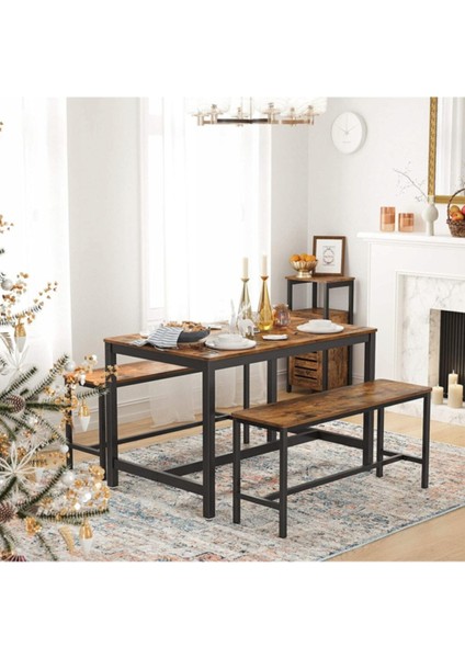 Baro Siyah Metal Ahşap Yemek Masası fırsatları