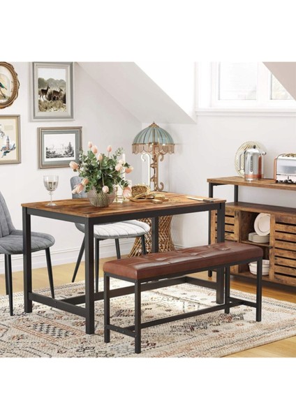Baro Siyah Metal Ahşap Yemek Masası