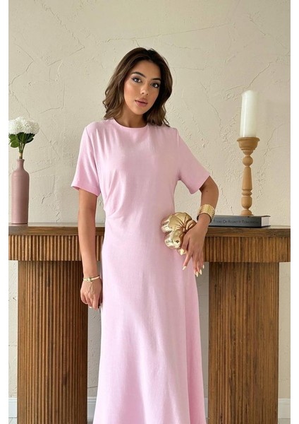 Mottisfashion Pudra Pileli Bisiklet Yaka Elbise fiyatları