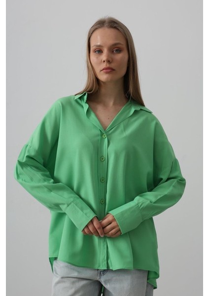 Mottisfashion Geniş Manşet Detaylı Gömlek - A.yeşil