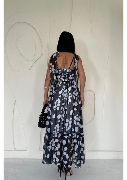 Mottisfashion Siyah Şifon Drapeli Elbise fırsatları