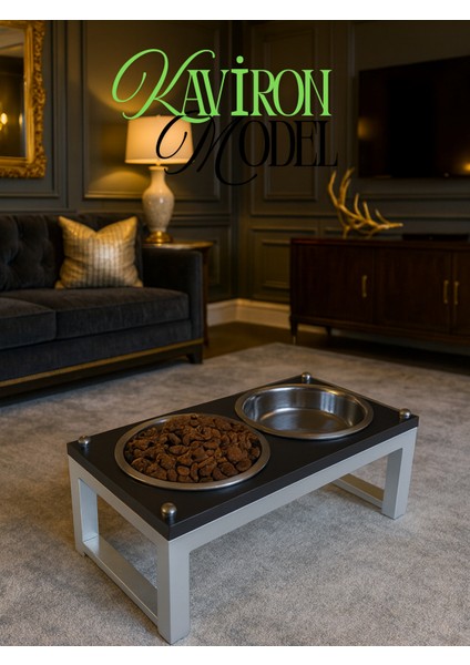 Kedi ve Köpekler Için Sağlıklı Yeme Standı, Paslanmaz Çelik Şık Tasarım ve Kaymaz Ayaklar