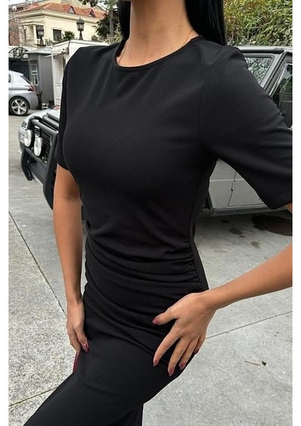 Mottisfashion Beli Büzgülü Midi Elbise 2853 fiyatları