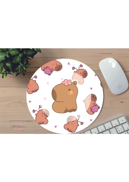 Capy Bara Temalı Mouse Pad Kare Mouse Pad, Ofis Mause Pad, Kaymaz Taban