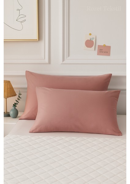 Gül Kurusu Yastık Kılıfı Pamuk Kumaş Kapaklı (2 Adet) 50 x 70 cm indirimleri