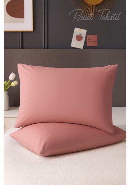 Gül Kurusu Yastık Kılıfı Pamuk Kumaş Kapaklı (2 Adet) 50 x 70 cm fırsatları