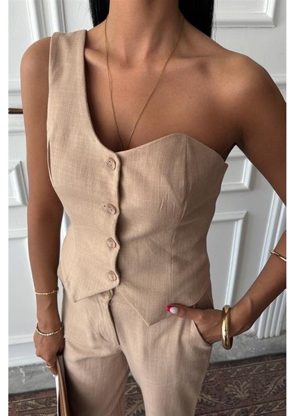 Mottisfashion Tek Omuz Büstiyer Plazzo Pantolon Viscon Takım 10159 fırsatları