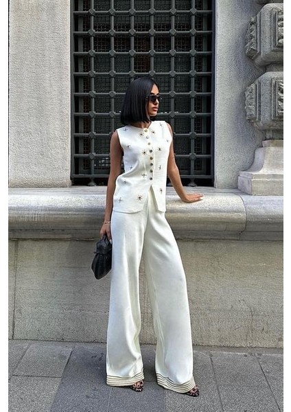 Mottisfashion Paulo Gold Düğmeli Yelek Pantolon Takım 9976 indirimleri