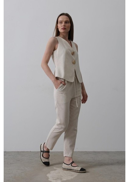 Mottisfashion Düğme Detaylı Yelek - Krem fırsatları