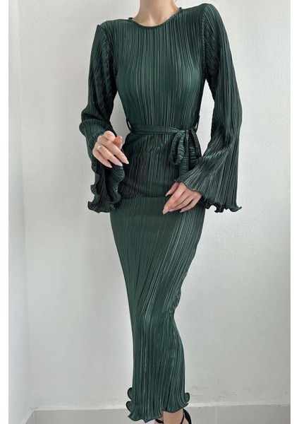 Mottisfashion Zümrüt Ispanyol Kol Piliseli Elbise modelleri