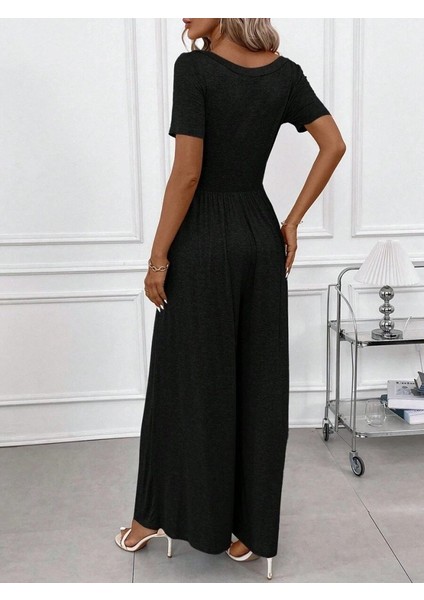 Mottisfashion Kadın Kısa Kollu Yuvarlak Yaka Geniş Paçalı Bürümcük Tulum fiyatları