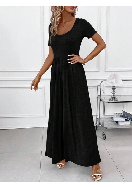 Mottisfashion Kadın Kısa Kollu Yuvarlak Yaka Geniş Paçalı Bürümcük Tulum fırsatları