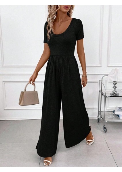 Mottisfashion Kadın Kısa Kollu Yuvarlak Yaka Geniş Paçalı Bürümcük Tulum indirimleri