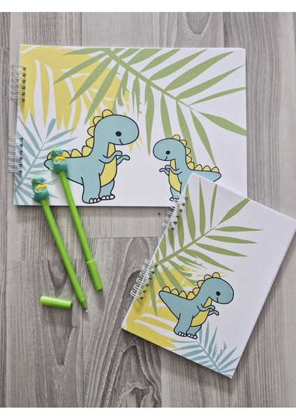 Dinazor Temalı Resim Defteri 30 Yaprak - A5 Çizgili Defter ve 2 Jel Kalem