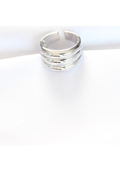 Silver Renk Ayarlanabilir Çizgili Bombe Yüzük fiyatları