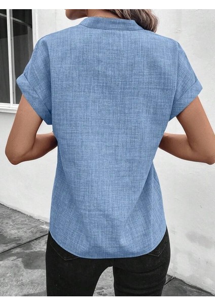 Mottisfashion Kadın Kısa Kollu Hakim Yaka Sofya Bluz indirimleri