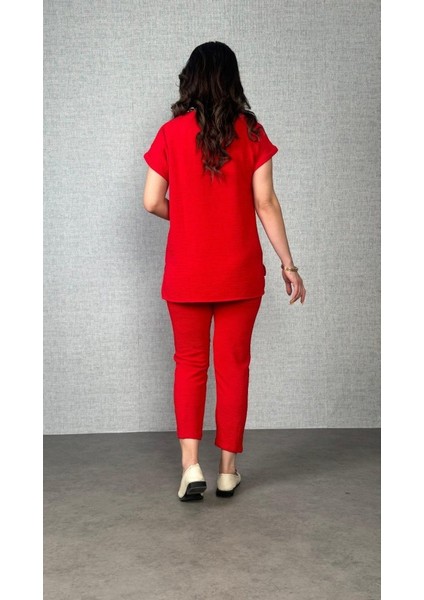 Mottisfashion Kadın Kısa Kollu Yuvarlak Yaka Aerobin Bluz ve Pantolon Ikili Takım modelleri