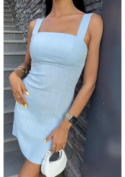 Mottisfashion Kare Yaka Mini Elbise 2903