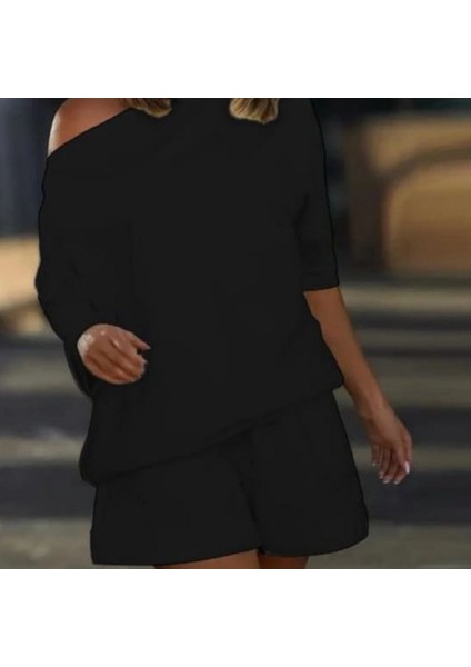 Mottisfashion Kadın Kayık Yaka Salaş Iki Iplik Bluz ve Şort Ikili Takım fiyatları