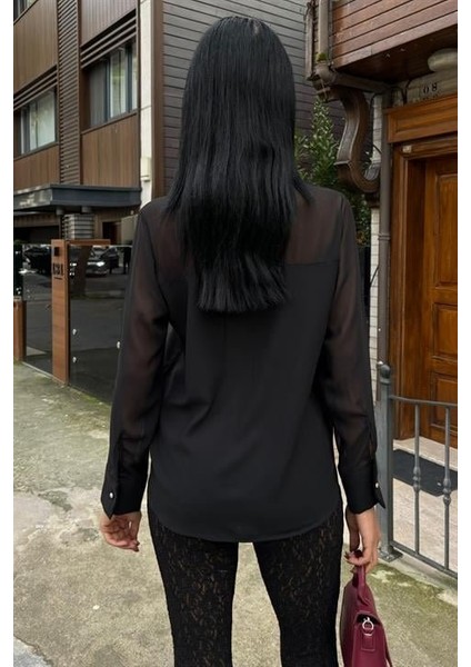 Mottisfashion Transparan Detaylı Dökümlü Gömlek 3427 indirimleri