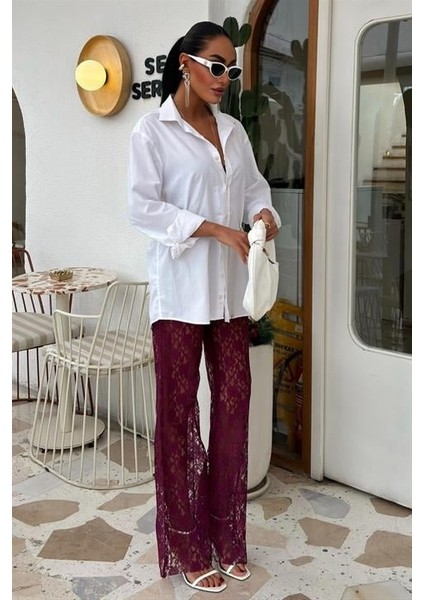 Mottisfashion Içi Astarlı Dantel Pantolon 0081