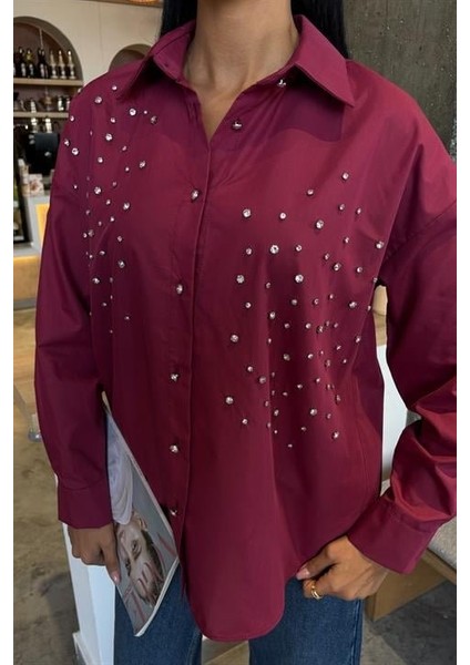 Mottisfashion Kristal Taş Çakımlı Poplin Gömlek 3413 modelleri