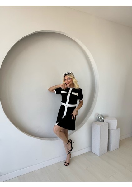 Mottisfashion Kadın Kısa Kollu Bisiklet Yaka Önden Düğmeli Modal Elbise modelleri