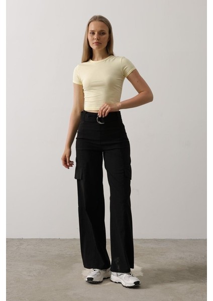 Mottisfashion Kemerli Cargo Pantolon - Siyah fırsatları