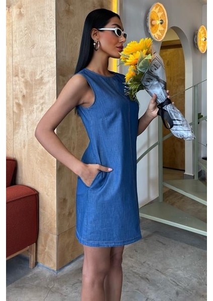 Mottisfashion Sırt Bağcıklı Tensel Elbise 2880