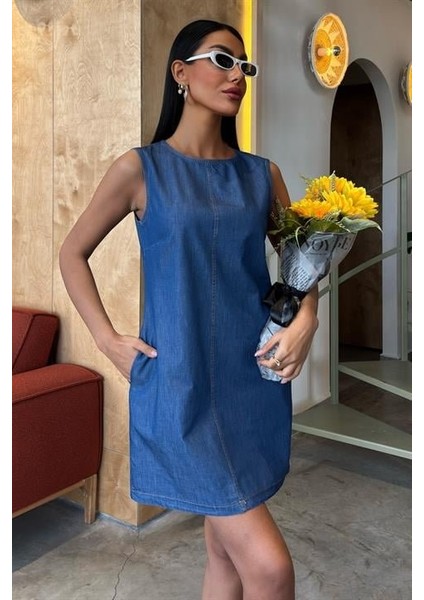 Mottisfashion Sırt Bağcıklı Tensel Elbise 2880