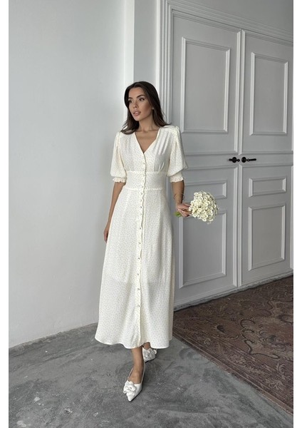 Mottisfashion Sarı Arka ve Bel Ucu Gipeli Elbise