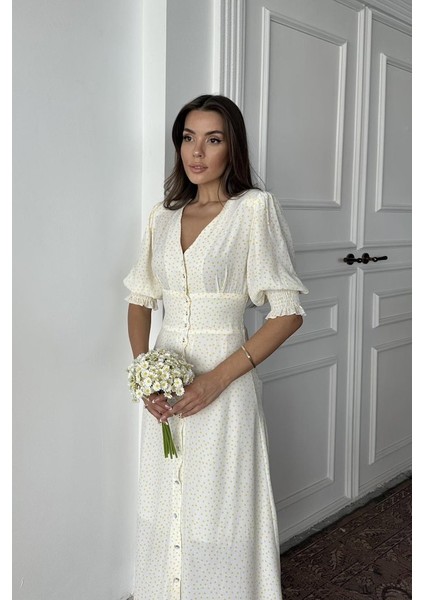 Mottisfashion Sarı Arka ve Bel Ucu Gipeli Elbise fırsatları