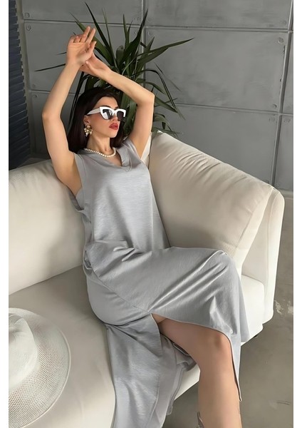 Mottisfashion V Yaka Cepli Elbise