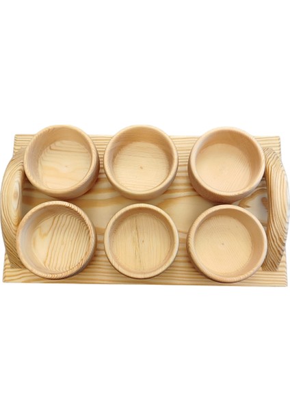 6'lı Çam Ağacı Çerezlik ve Sunum Tepsisi
