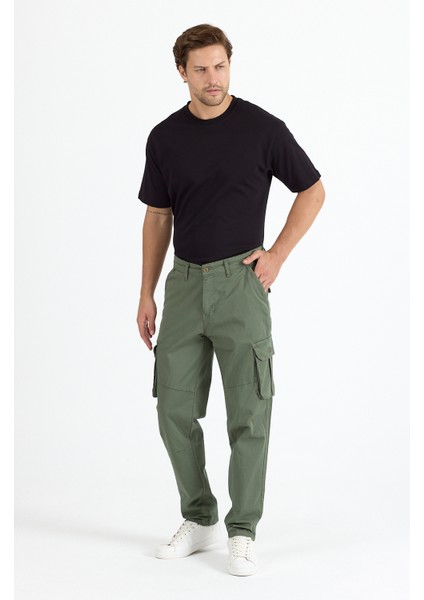 Erkek Rahat Kesim Pamuklu Kargo Pantolon Kargo