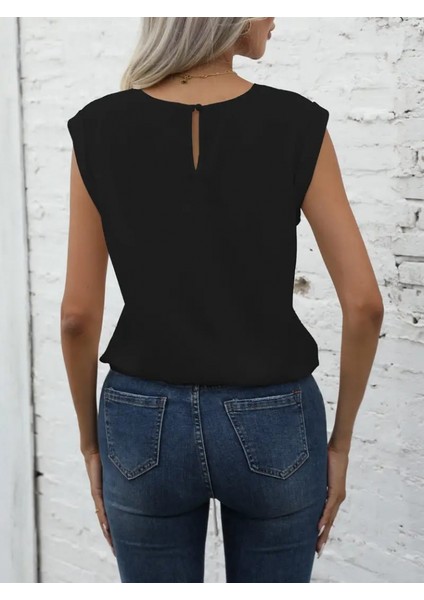 Mottisfashion Kadın Sıfır Kol Etek Ucu Bağlama Detay Ithal Krep Bluz fırsatları