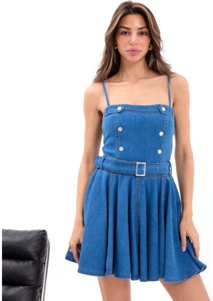 Mottisfashion 7363 Kot Elbise-Mavi