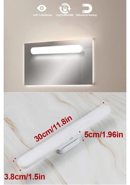 Şarj Edilebilir Kablosuz Mıknatıslı Masa Lambası Ayarlanabilir Okuma,gece,makyaj,dolap Lambası 3 Mod Znl-Ap1, One Size modelleri