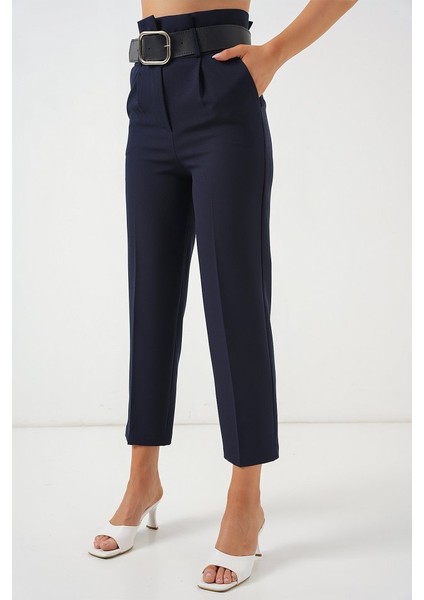 Mottisfashion 6556 Kemerli Kumaş Pantolon - Lacivert fiyatları