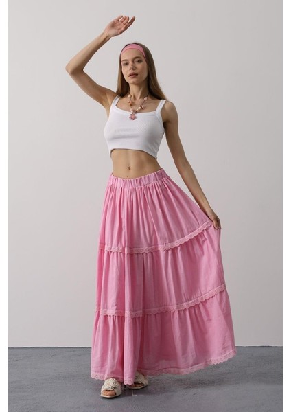 Mottisfashion Dantel Detaylı Etek - Pembe fiyatları