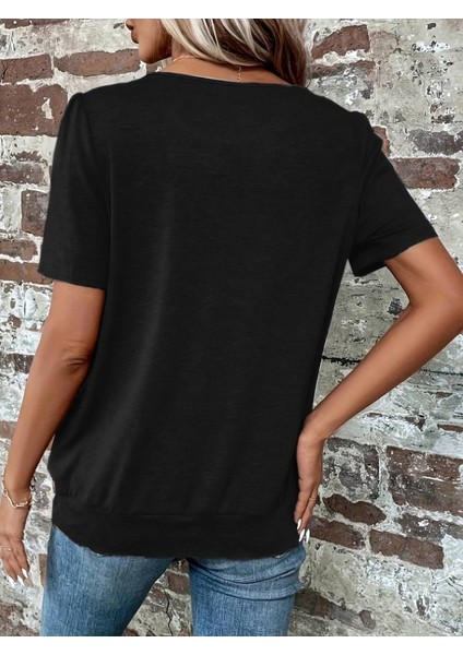 Mottisfashion Kadın Kısa Kollu Yuvarlak Yaka Önden Pileli Salaş Viskon Bluz fiyatları