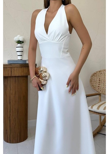 Mottisfashion Ekru Atlas Göğüs Kuplu Elbise fırsatları