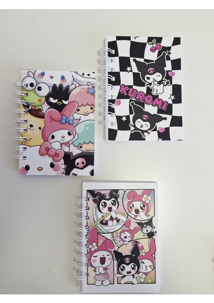 Kuromi Temalı A6 Boyut 3'lü Not Defteri Seti