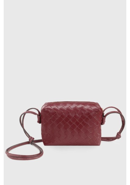 Bordo Örgü Detaylı Çapraz Askılı El Ve Omuz Çanta 260