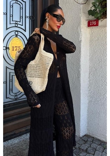 Mottisfashion Bridget Ajurlu Uzun Hırka Takım 9881