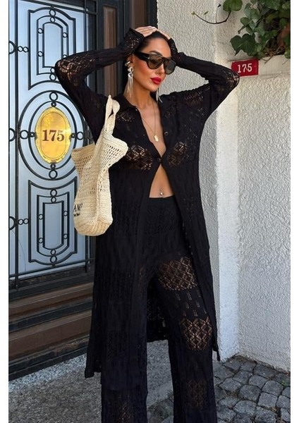 Mottisfashion Bridget Ajurlu Uzun Hırka Takım 9881