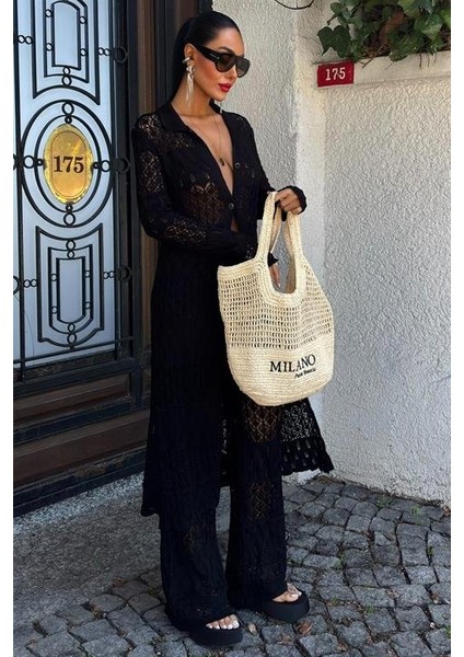 Mottisfashion Bridget Ajurlu Uzun Hırka Takım 9881