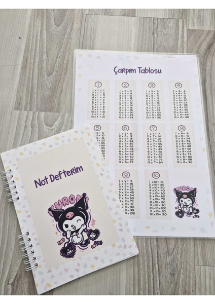 Kuromi Temalı Pvc Çarpım Tablosu ve A5 Not Defteri 50 Yp
