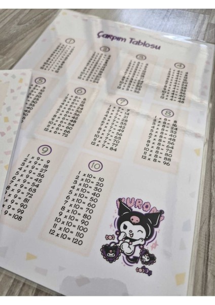 Kuromi Temalı Pvc Çarpım Tablosu ve A5 Not Defteri 50 Yp modelleri